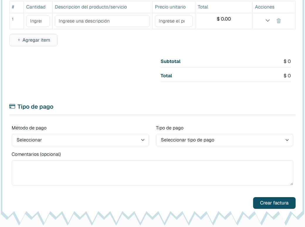 Pantalla de facturación electrónica con detalles de DTE y productos facturados